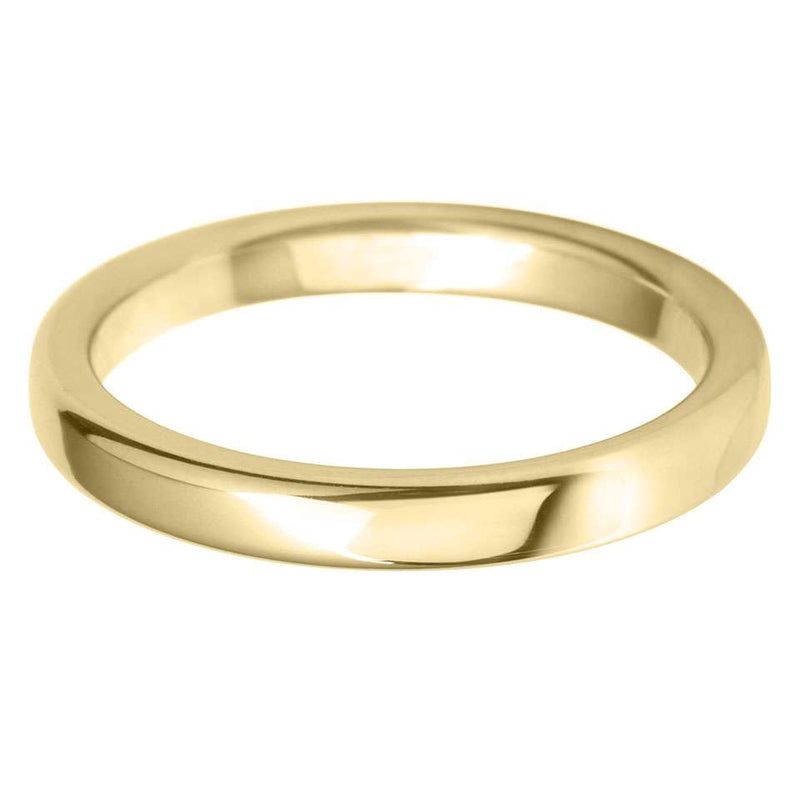 Rounded Flat Wedding Band Ring - 18ct Gold 2.5mm Width (Medium)