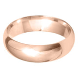 D shape Wedding Band Ring - 9ct Gold 6mm Width (Heavy)