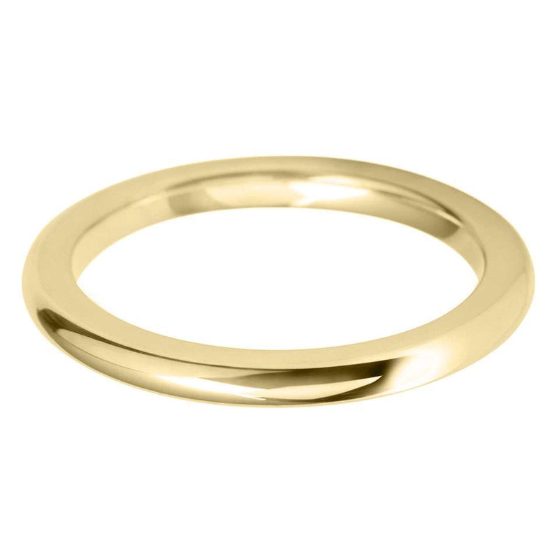 Traditional Court Shaped Wedding Band Ring - 9ct Gold 2mm Width (Heavy)
