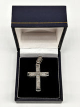 9ct White Gold CZ Crucifix Cross Religious Pendant